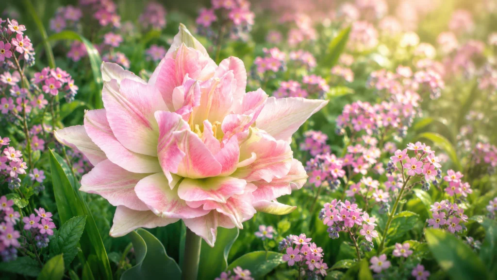 Pink Tulip in a Dreamy Spring Garden