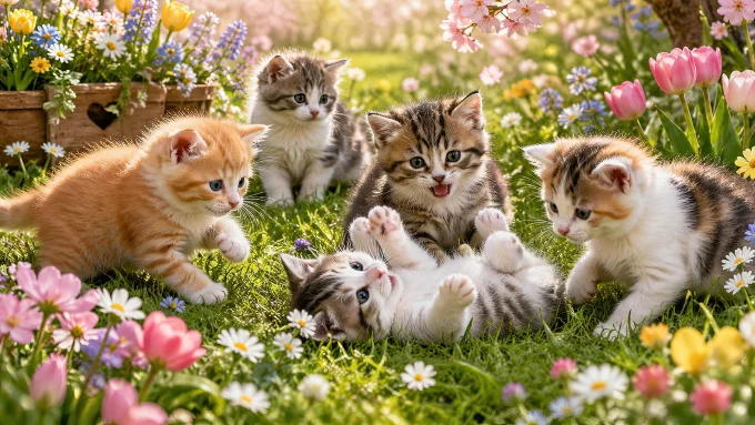 Playful Spring Kittens