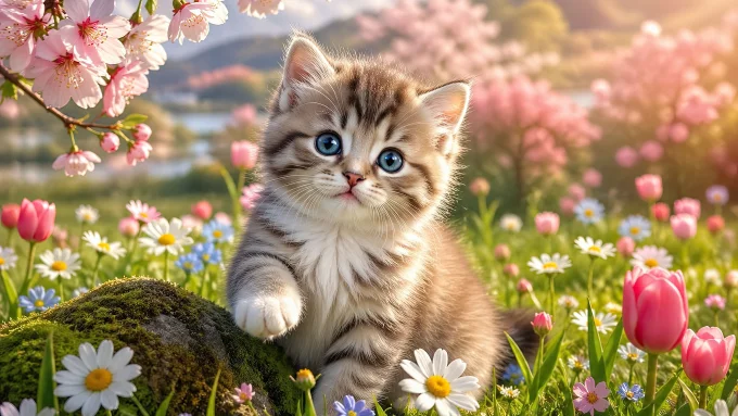 Spring Blossom Kitten