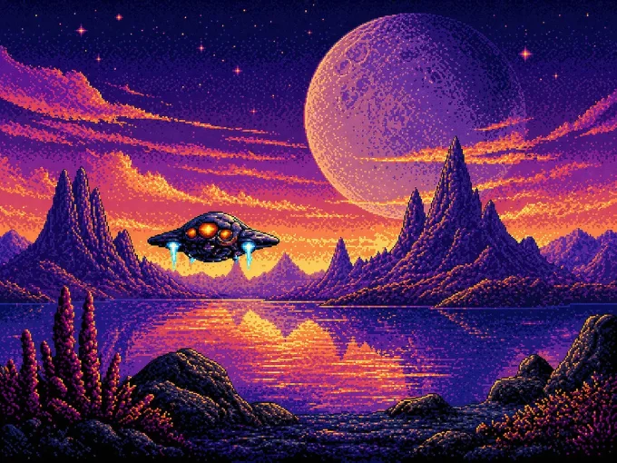 Moonlit Alien Lake