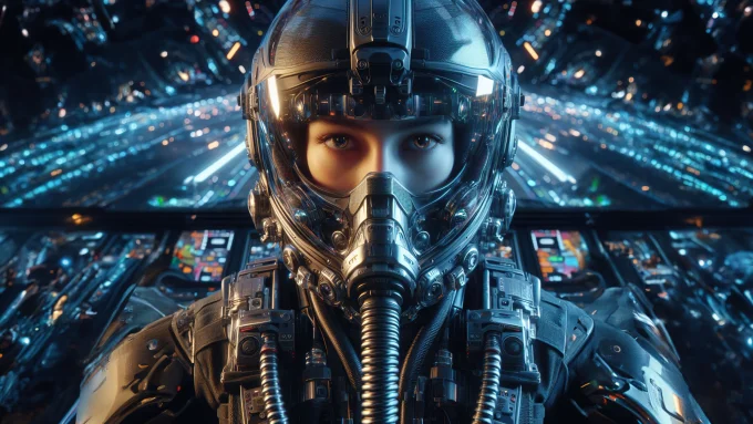 Futuristic Space Pilot Portrait