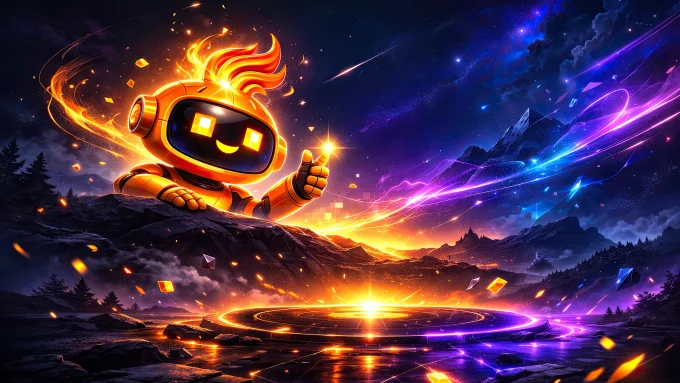 Skinbase Mascot in a Cosmic Fantasy Landscape