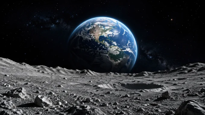 Earthrise Over the Moonbound Realm