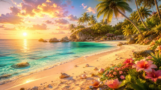 Tropical Sunset Paradise Beach
