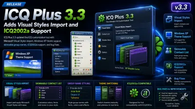 ICQ Plus 3.3 Adds Visual Styles Import and ICQ2002a Support